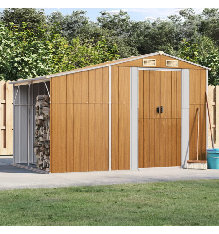Abri de jardin marron clair 277x192,5x179 cm acier galvanisé | Mobilier & Déco