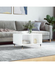 Table basse Blanc brillant 60x50x36,5 cm Bois d'ingénierie | Mobilier & Déco