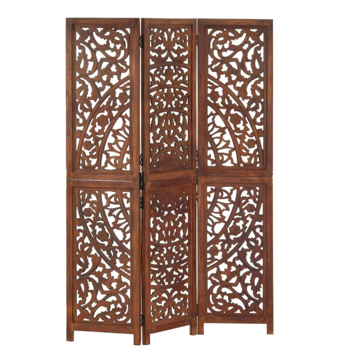 Cloison de séparation 3 panneaux Marron 120x165cm Bois manguier | Mobilier & Déco