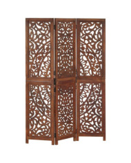 Cloison de séparation 3 panneaux Marron 120x165cm Bois manguier | Mobilier & Déco