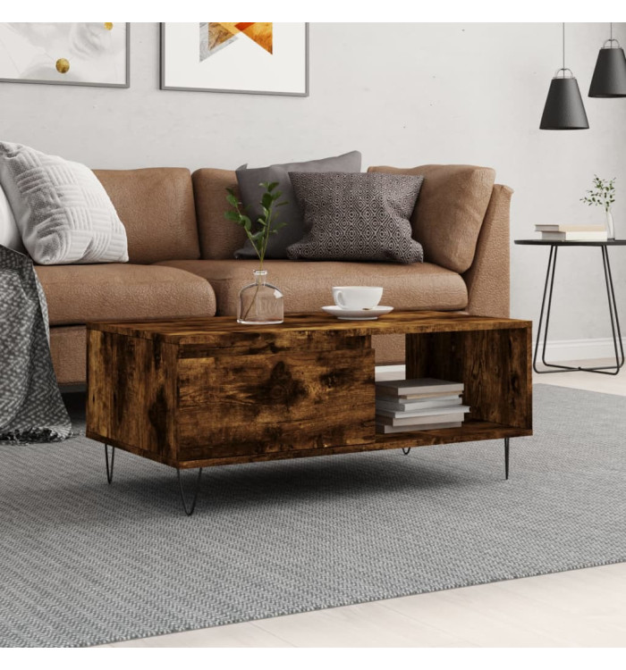 Table basse Chêne fumé 90x50x36,5 cm Bois d'ingénierie | Mobilier & Déco