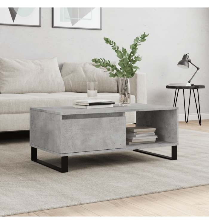Table basse Gris béton 90x50x36,5 cm Bois d'ingénierie | Mobilier & Déco