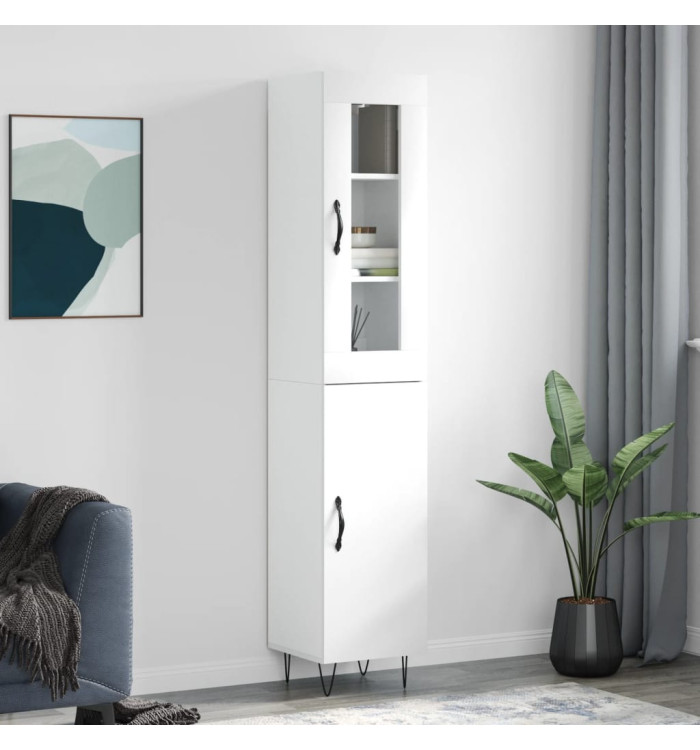 Buffet haut Blanc 34,5x34x180 cm Bois d'ingénierie | Mobilier & Déco