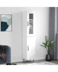 Buffet haut Blanc 34,5x34x180 cm Bois d'ingénierie | Mobilier & Déco