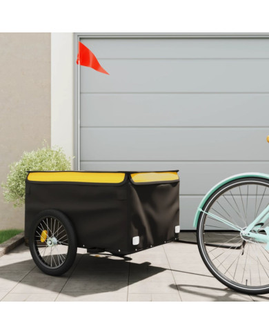 Remorque de vélo noir et jaune 45 kg fer | Mobilier & Déco