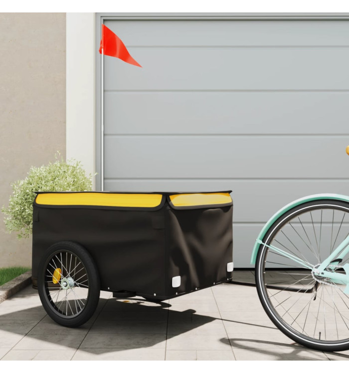 Remorque de vélo noir et jaune 45 kg fer | Mobilier & Déco