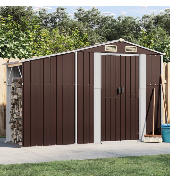 Abri de jardin marron 277x93x179 cm acier galvanisé | Mobilier & Déco