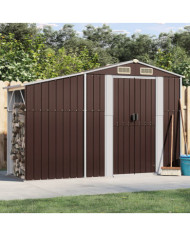 Abri de jardin marron 277x93x179 cm acier galvanisé | Mobilier & Déco