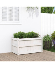 Jardinière blanc 90x50x50 cm bois de pin massif | Mobilier & Déco
