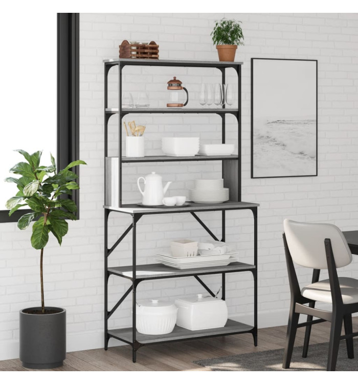Support de boulanger à 6 niveaux sonoma gris 90x40x180 cm | Mobilier & Déco