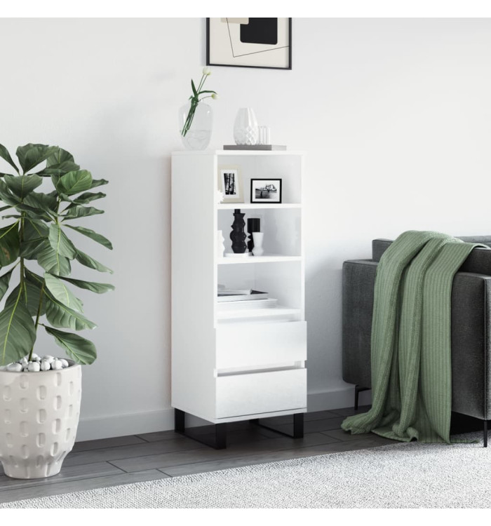 Buffet haut Blanc brillant 40x36x110 cm Bois d'ingénierie | Mobilier & Déco