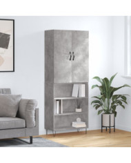Buffet haut Gris béton 69,5x34x180 cm Bois d'ingénierie | Mobilier & Déco