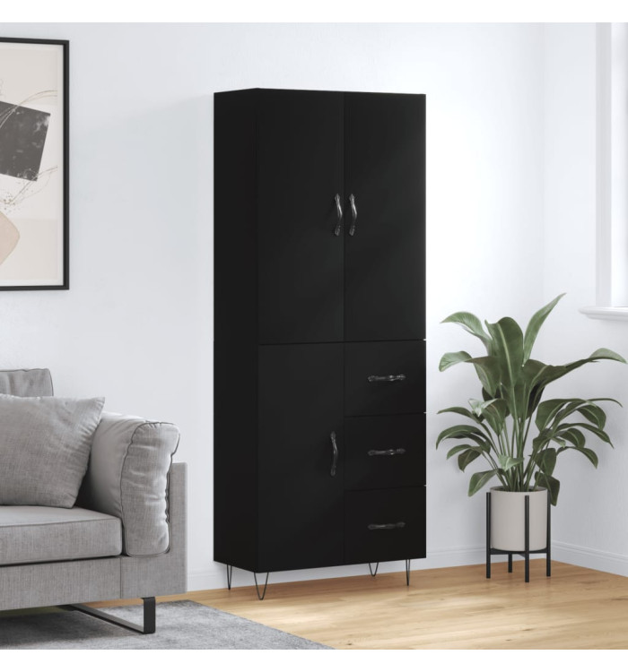 Buffet haut Noir 69,5x34x180 cm Bois d'ingénierie | Mobilier & Déco