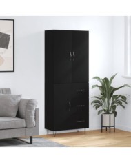 Buffet haut Noir 69,5x34x180 cm Bois d'ingénierie | Mobilier & Déco