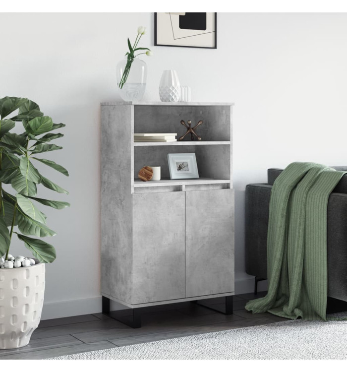 Buffet haut Gris béton 60x36x110 cm Bois d'ingénierie | Mobilier & Déco