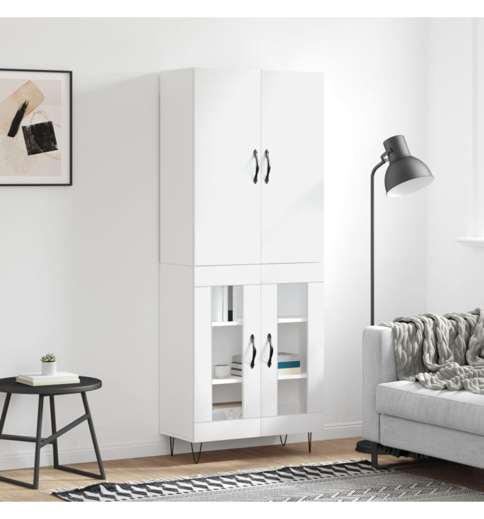 Buffet haut Blanc 69,5x34x180 cm Bois d'ingénierie | Mobilier & Déco