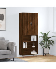 Buffet haut Chêne marron 69,5x34x180 cm Bois d'ingénierie | Mobilier & Déco