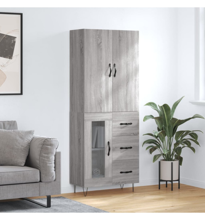 Buffet haut Sonoma gris 69,5x34x180 cm Bois d'ingénierie | Mobilier & Déco