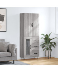 Buffet haut Sonoma gris 69,5x34x180 cm Bois d'ingénierie | Mobilier & Déco