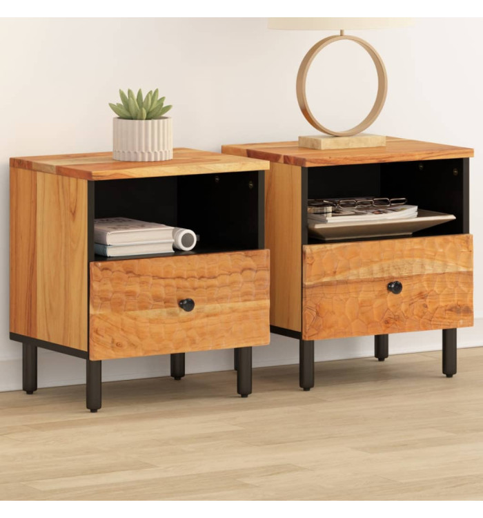 Tables de chevet 2 pcs 40x33x46 cm Bois d'acacia massif | Mobilier & Déco