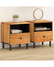 Tables de chevet 2 pcs 40x33x46 cm Bois d'acacia massif | Mobilier & Déco