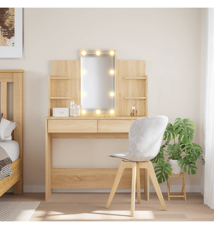Coiffeuse avec lumières LED chêne sonoma 96x40x142 cm | Mobilier & Déco