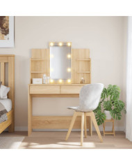 Coiffeuse avec lumières LED chêne sonoma 96x40x142 cm | Mobilier & Déco