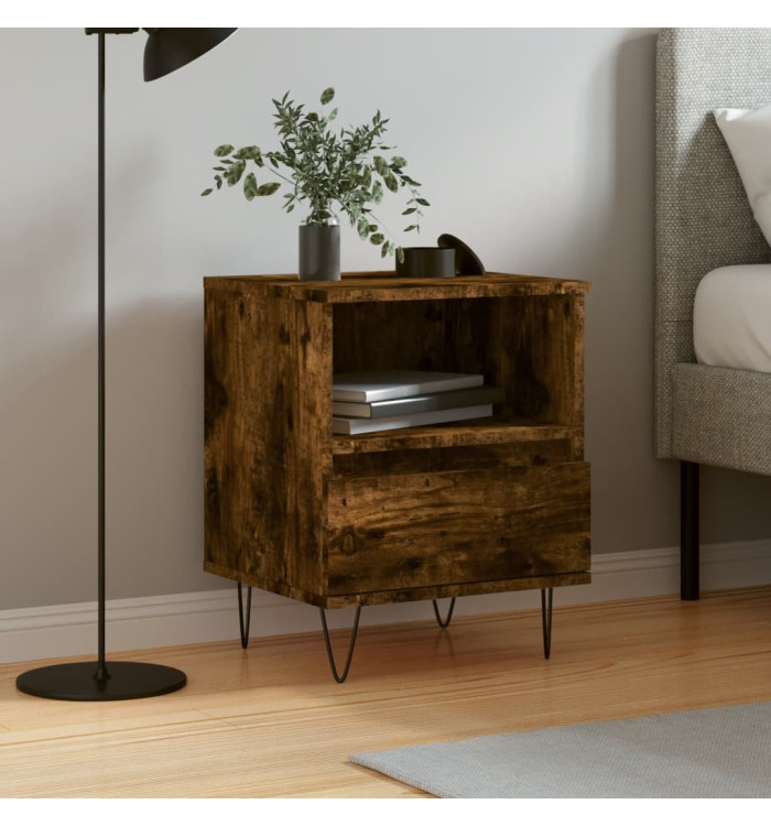 Table de chevet chêne fumé 40x35x50 cm bois d’ingénierie | Mobilier & Déco
