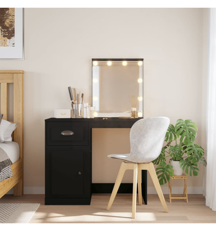 Coiffeuse avec lumières LED noir 90x42x132,5cm | Mobilier & Déco