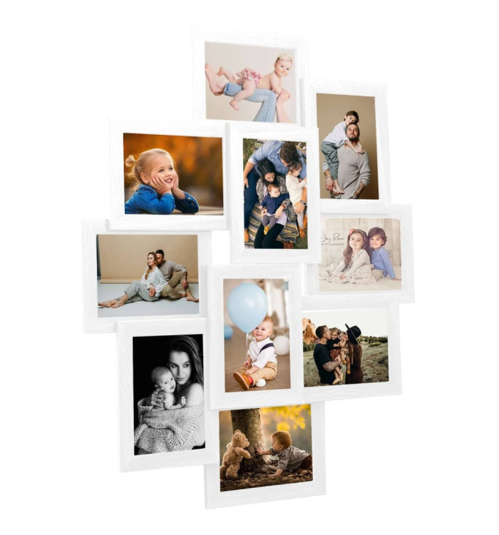 Collage de cadres photo de photo 10x(10x15 cm) Blanc MDF | Mobilier & Déco