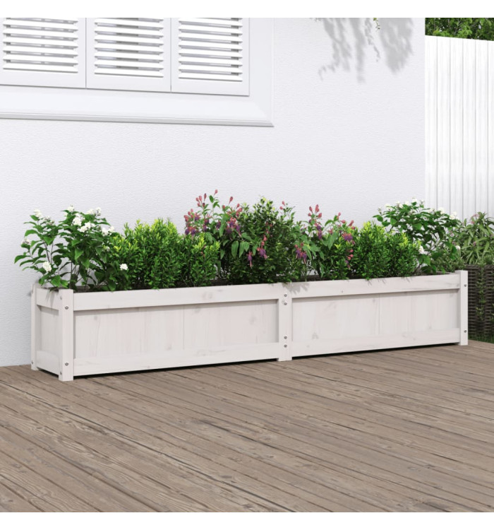 Jardinière blanc 180x31x31 cm bois de pin massif | Mobilier & Déco
