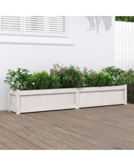 Jardinière blanc 180x31x31 cm bois de pin massif | Mobilier & Déco