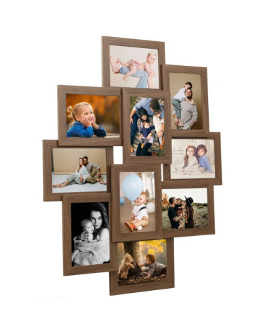 Collage de cadres photo de photo 10x(13x18 cm) Marron clair MDF | Mobilier & Déco