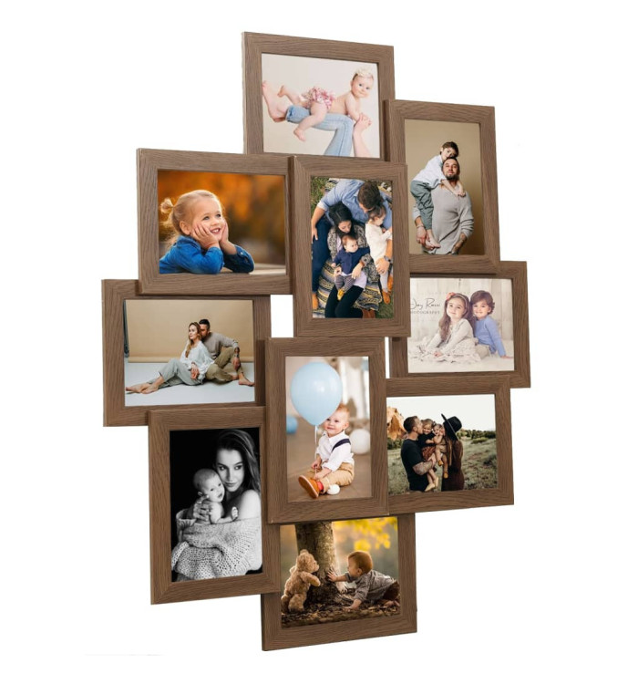 Collage de cadres photo de photo 10x(13x18 cm) Marron clair MDF | Mobilier & Déco