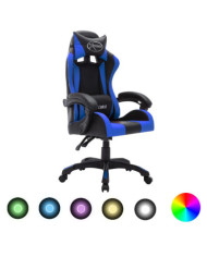 Fauteuil de jeux vidéo avec LED RVB Bleu et noir Similicuir | Mobilier & Déco