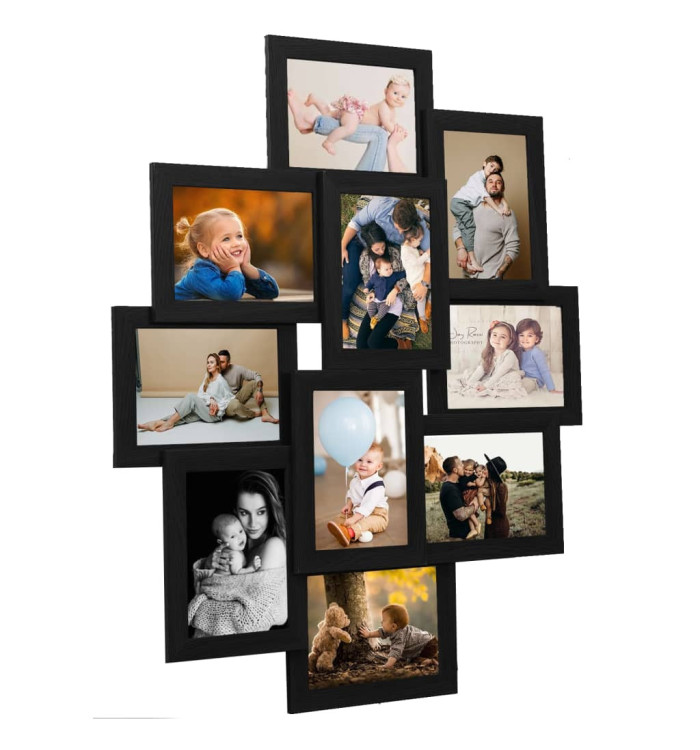 Collage de cadres photo pour photo de 10x(10x15 cm) Noir MDF | Mobilier & Déco