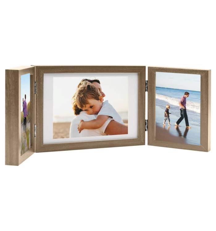Cadre photo dépliable Marron clair 28x18 cm+2x(13x18 cm) | Mobilier & Déco
