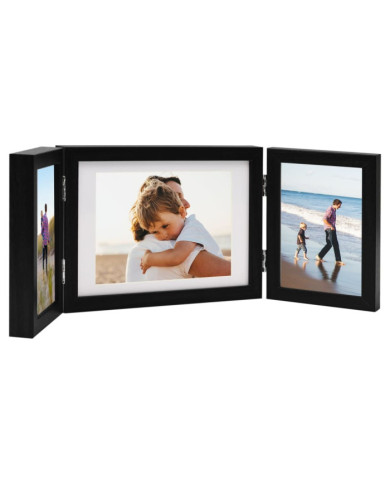 Cadre photo dépliable Noir 22x15 cm+2x(10x15 cm) | Mobilier & Déco
