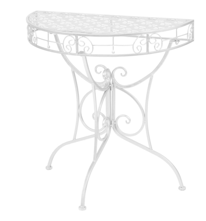 Table d'appoint Vintage Demi-ronde Métal 72x36x74 cm Argenté | Mobilier & Déco