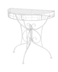 Table d'appoint Vintage Demi-ronde Métal 72x36x74 cm Argenté | Mobilier & Déco
