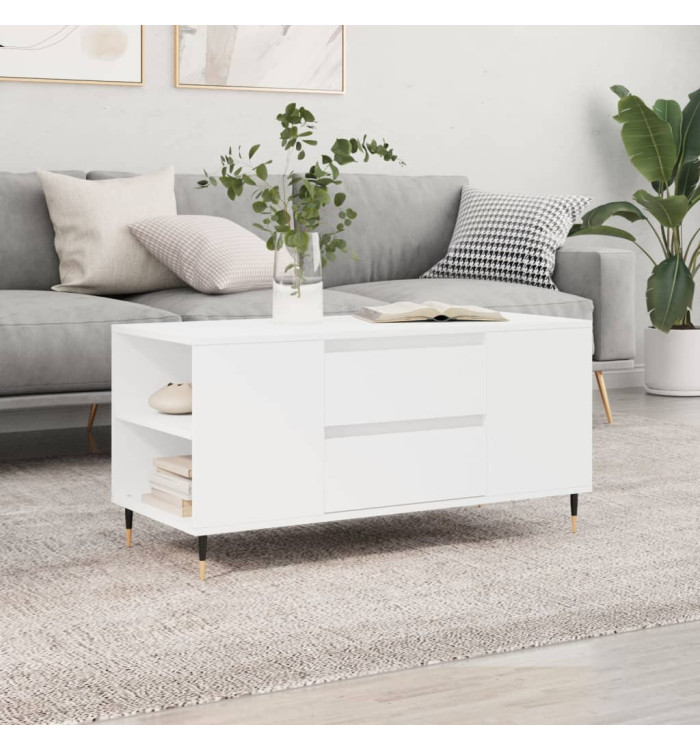 Table basse blanc 102x44,5x50 cm bois d'ingénierie | Mobilier & Déco