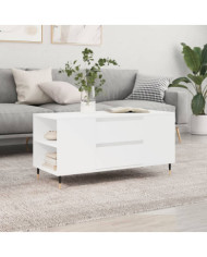 Table basse blanc 102x44,5x50 cm bois d'ingénierie | Mobilier & Déco