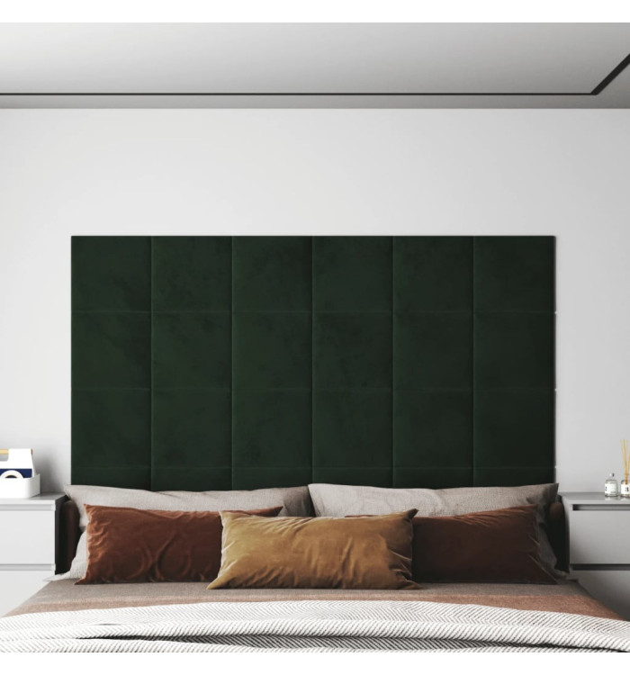 Panneaux muraux 12 pcs Vert foncé 30x30 cm Velours 1,08 m² | Mobilier & Déco