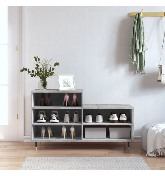 Armoire à chaussures Gris béton 102x36x60 cm Bois d'ingénierie | Mobilier & Déco