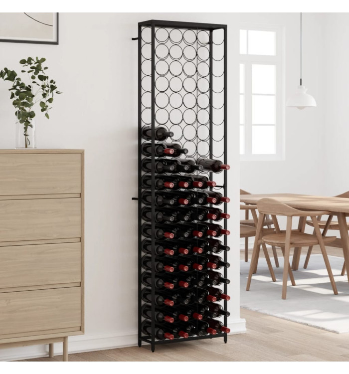 Casier à bouteilles de 95 bouteilles noir 54x18x200cm fer forgé | Mobilier & Déco