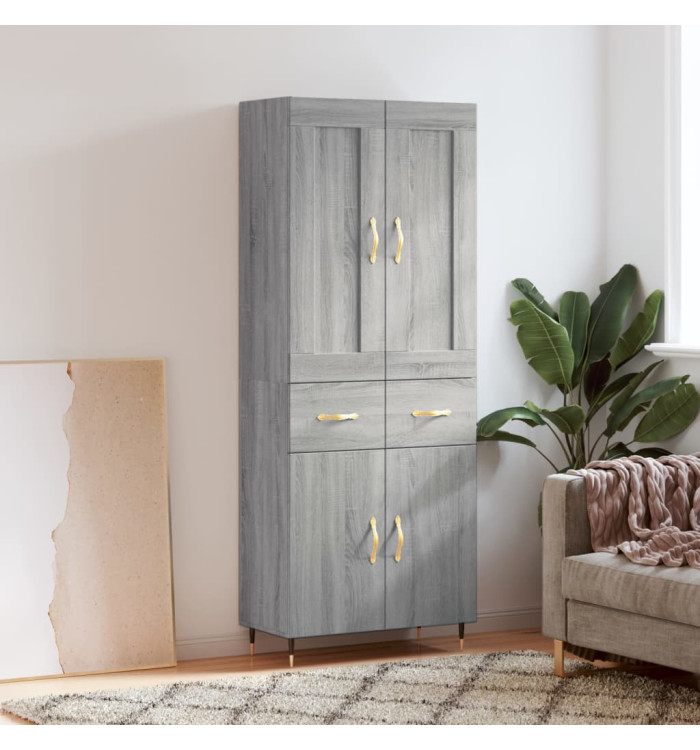 Buffet haut Sonoma gris 69,5x34x180 cm Bois d'ingénierie | Mobilier & Déco