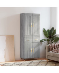 Buffet haut Sonoma gris 69,5x34x180 cm Bois d'ingénierie | Mobilier & Déco