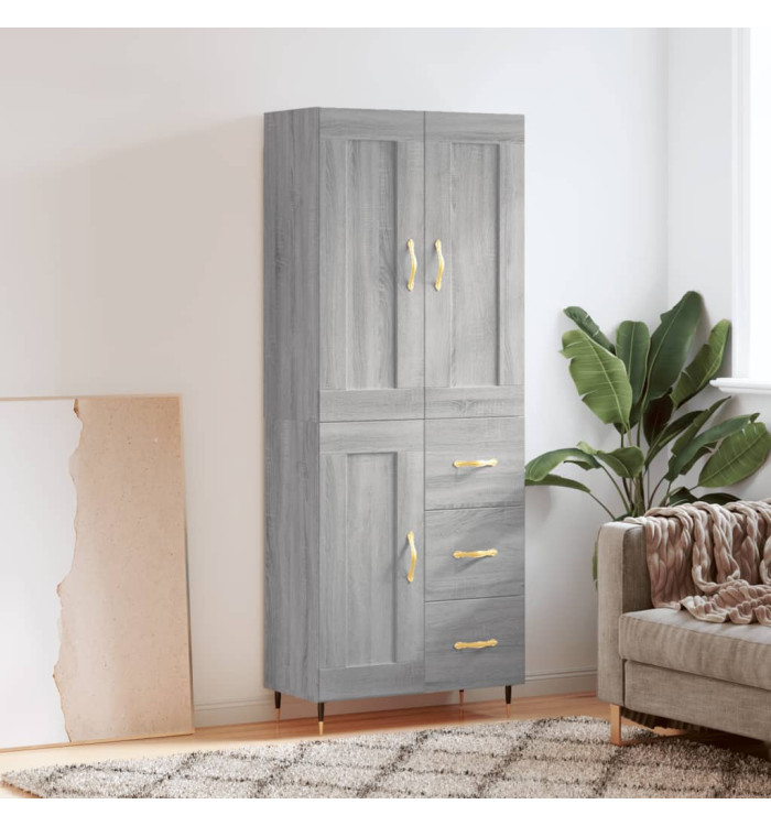 Buffet haut Sonoma gris 69,5x34x180 cm Bois d'ingénierie | Mobilier & Déco
