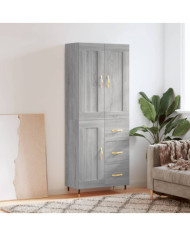 Buffet haut Sonoma gris 69,5x34x180 cm Bois d'ingénierie | Mobilier & Déco