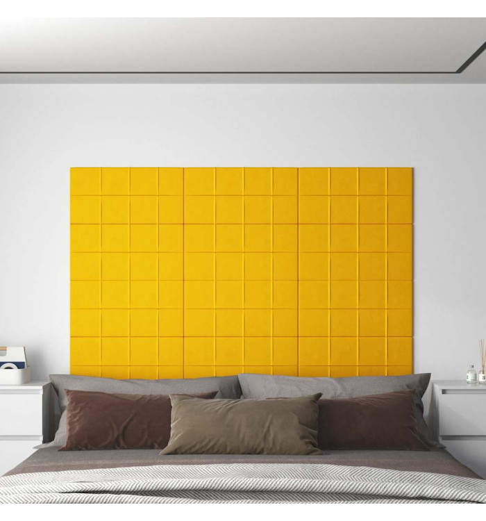 Panneaux muraux 12 pcs Jaune 60x30 cm Velours 2,16 m² | Mobilier & Déco